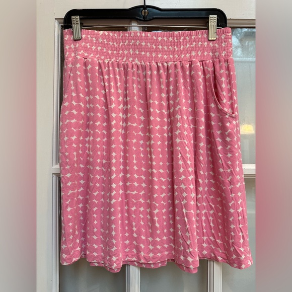 Boden Dresses & Skirts - Boden Shabby Chic Preppy Pink & White Pull On A-Line Skirt Stretchy Size 8 Med